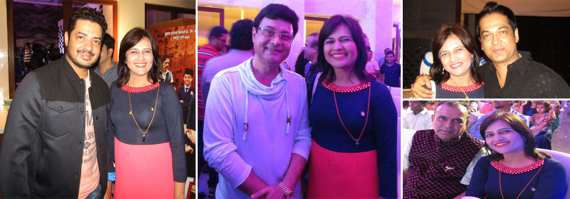 Archana Dange with Singer Swapnil Bandodkar, Singer Ravi K. Tripathi, Actors Sachin Pilgaonkar, Yogesh Lakhani (MD) Bright Outdoor Media at trailer and music launch of marathi film 
'BOYZ’